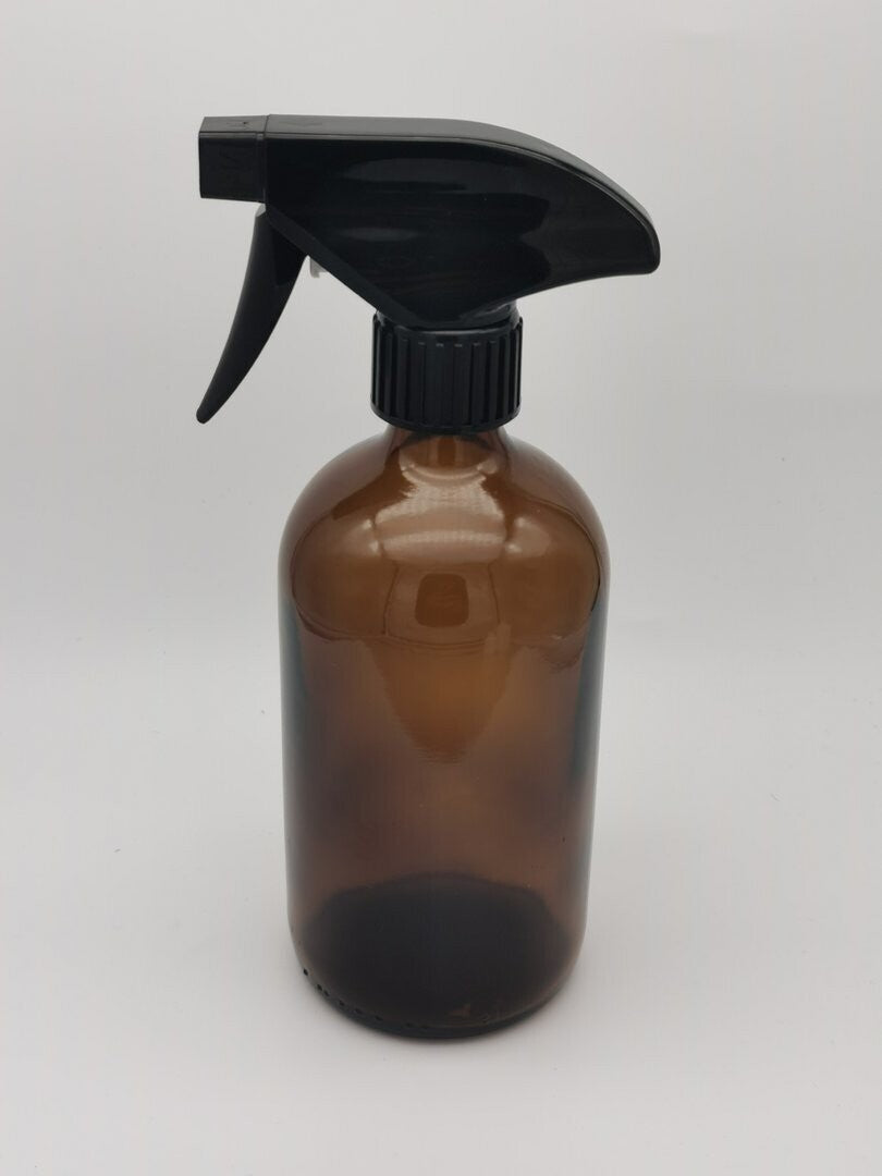 480ml (16oz) AMBER GLASS Black Trigger Spray Bottle